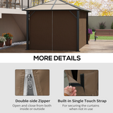 Outsunny 3 x 4m Gazebo Replacement Sidewalls, 4 Panels with Zip Doors – Polyester, Dark Brown