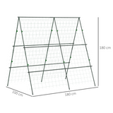 Outsunny A-Frame Trellis with Climbing Net – Plant Support for Vegetables, Flowers and Fruit, Green