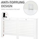 HOMCOM Modern Slatted Radiator Cover with Shelf Top – Painted MDF Heater Cabinet, White, Medium