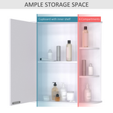 HOMCOM Wall-Mounted Bathroom Mirror Cabinet with Open Side Shelves – Spacious Family Storage