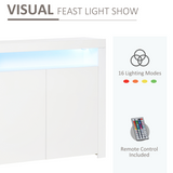 HOMCOM High Gloss LED Sideboard Cabinet with RGB Lighting – Modern Living Room Storage, White