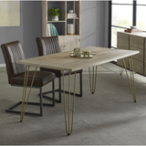 Solid Wood Dining Table with Light Gold Metal Inlay – Modern Dining Room Centrepiece