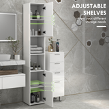 kleankin High Gloss Tall Bathroom Storage Cabinet with Two Cupboards and Adjustable Shelves, White