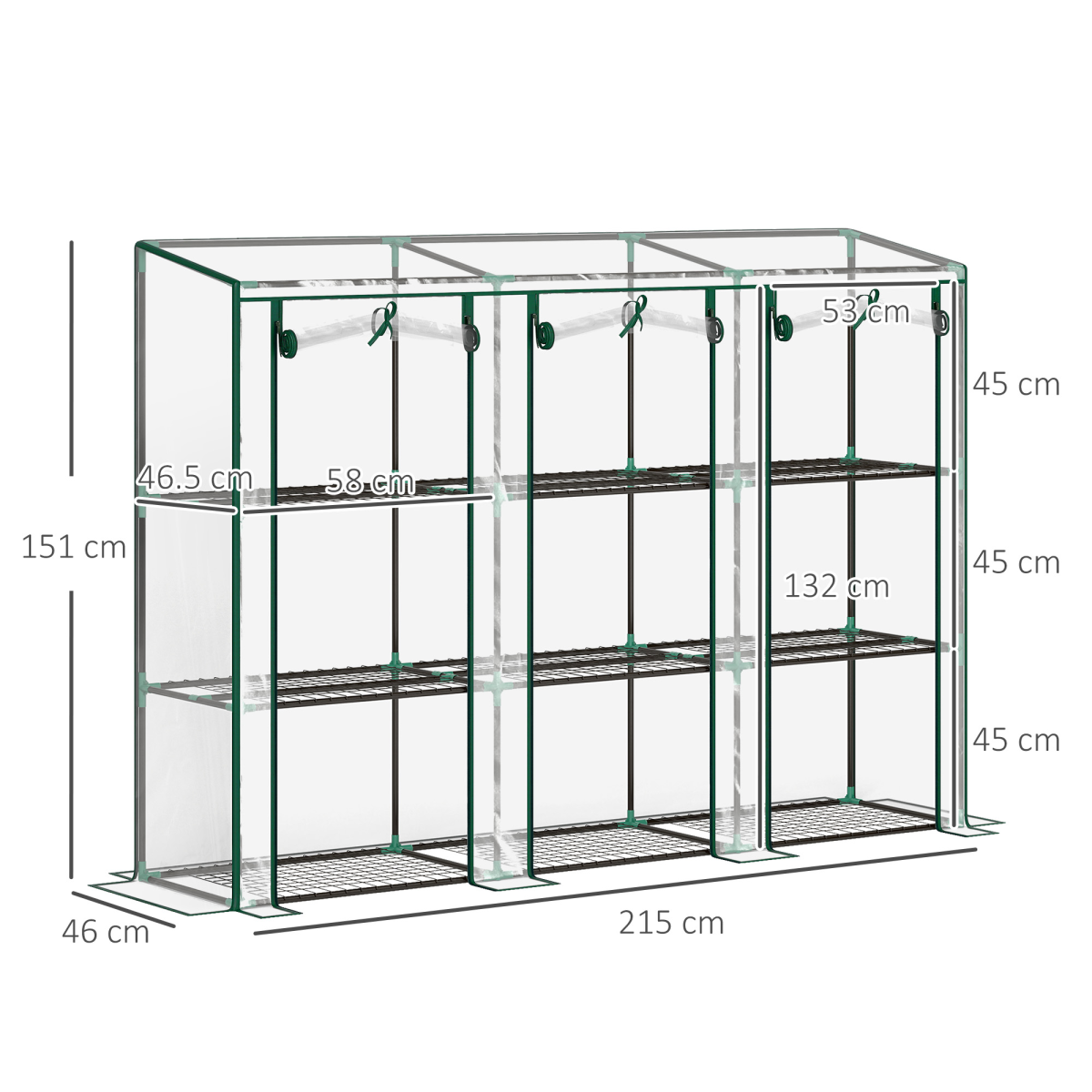 Outsunny 3-Tier Lean-to Wall Mini Greenhouse with Clear Roll-Up Doors & Plastic Cover – Plant Shelves