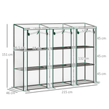 Outsunny 3-Tier Lean-to Wall Mini Greenhouse with Clear Roll-Up Doors & Plastic Cover – Plant Shelves