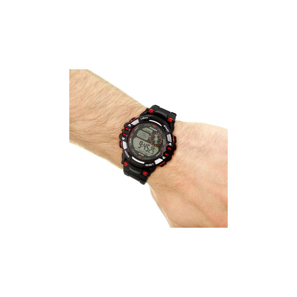Sekonda Men's Digital Sports Chronograph Watch, Black Strap, 50m Water Resistant