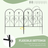 Outsunny 5 Piece Decorative Metal Garden Fencing, Border Edging with Heart Scrollwork – 305 x 81 cm, Black