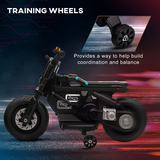 6V Kids Electric Motorbike with Training Wheels – Ride-On Toy with Horn, Siren, Music & Headlights for 3-5 Years, Black