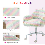 Vinsetto Fluffy Faux Fur Unicorn Desk Chair with Armrests – Padded Swivel Chair for Bedrooms & Playrooms