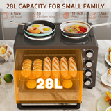 HOMCOM 28L Countertop Toaster Oven with 2 Hot Plates – Grill, Roast & Bake, 2600W