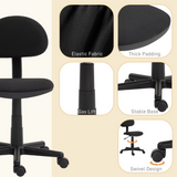 HOMCOM Armless Office Chair with Adjustable Height and 360° Swivel Wheels – Padded Desk Chair, Black