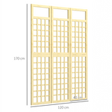 Outsunny 3-Panel Folding Wooden Garden Privacy Screen – Fir Wood Outdoor Divider, Natural Finish
