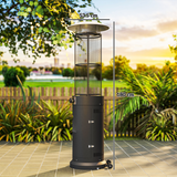 Outsunny 11 KW Gas Patio Heater with Tip-Over Switch, Wheels & Tank Room – Outdoor Propane Heater, Black