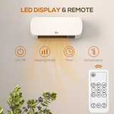 HOMCOM Wall Mounted Electric Heater, 2000W PTC Ceramic with Remote & 12-Hour Timer – White