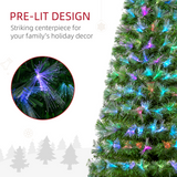 HOMCOM 6ft Multicoloured Artificial Christmas Tree with 230 Fibre Optic LED Lights and Star Holder – Metal Base
