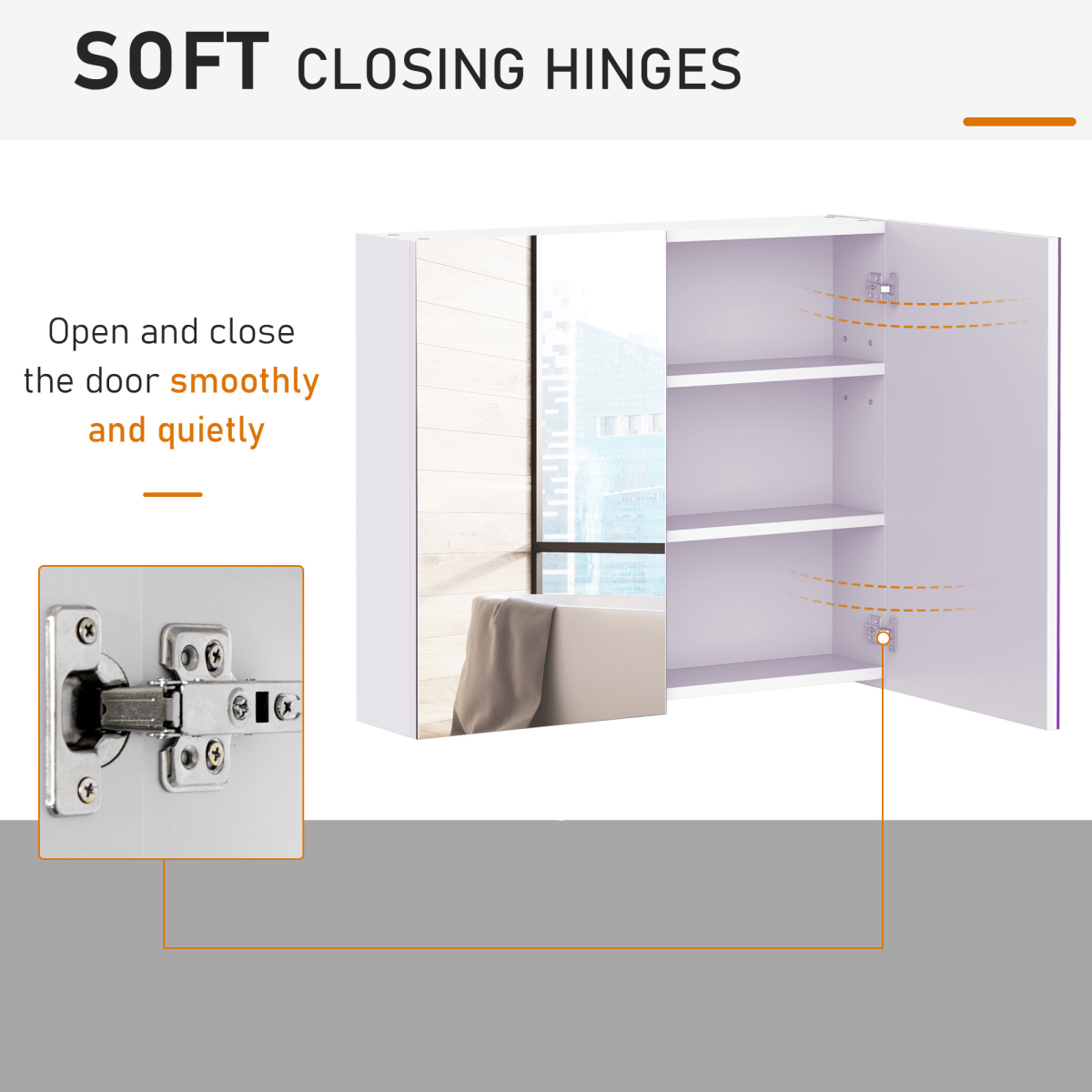 HOMCOM Wall-Mounted Bathroom Mirror Cabinet with Adjustable Shelf – Space-Saving Toiletry Storage