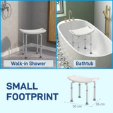 HOMCOM Mobility Shower and Bath Stool with Adjustable Height and Non-Slip Suction Feet – Aluminium Seat