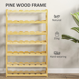 HOMCOM Freestanding Wooden Wine Rack for 42 Bottles – Pine Kitchen & Dining Storage, Natural
