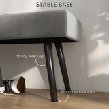 HOMCOM Velvet-Feel End of Bed Bench with Steel Legs – Upholstered Bedroom, Hallway or Window Seat, Grey