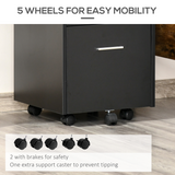 Vinsetto Mobile Lockable File Cabinet with Open Shelf & 5 Wheels – Home Office Storage, Black