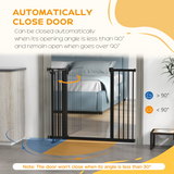PawHut Adjustable Safety Gate with 2 Extensions and 4 Screws – Pet Gate for Doors and Stairs, Black