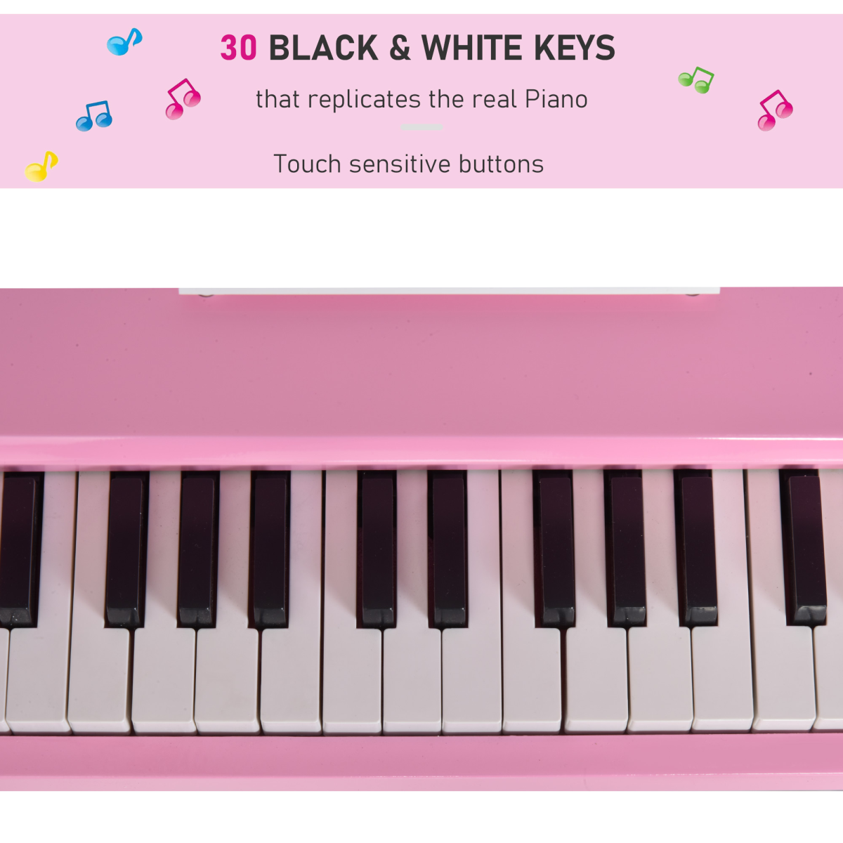 HOMCOM 30-Key Kids Mini Piano with Music Stand & Stool – Toy Keyboard Gift for Ages 3–7