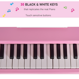 HOMCOM 30-Key Kids Mini Piano with Music Stand & Stool – Toy Keyboard Gift for Ages 3–7