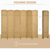 HOMCOM 6 Panel Woven Folding Room Divider with Arched Top – Privacy Screen, 240 x 170cm