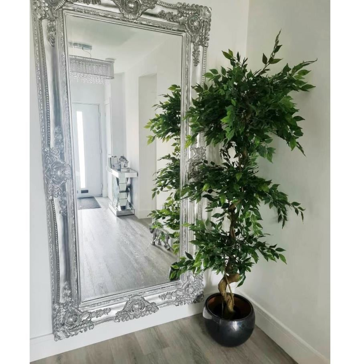 Leaf Artificial Twisted Trunk Ficus Tree, 180cm Triple Ball Topiary with 1984 Leaves & Metal Planter, Copper