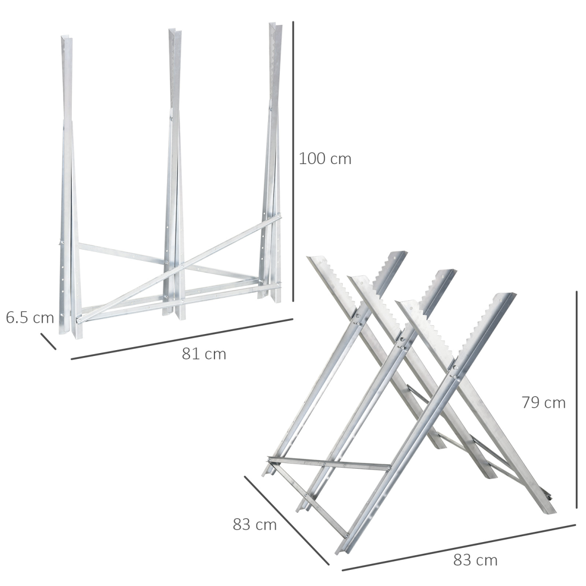 DURHAND Foldable Steel Saw Horse with Sawtooth Edges – Heavy Duty 100kg Support for Workshop & Home, Silver