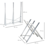 DURHAND Foldable Steel Saw Horse with Sawtooth Edges – Heavy Duty 100kg Support for Workshop & Home, Silver