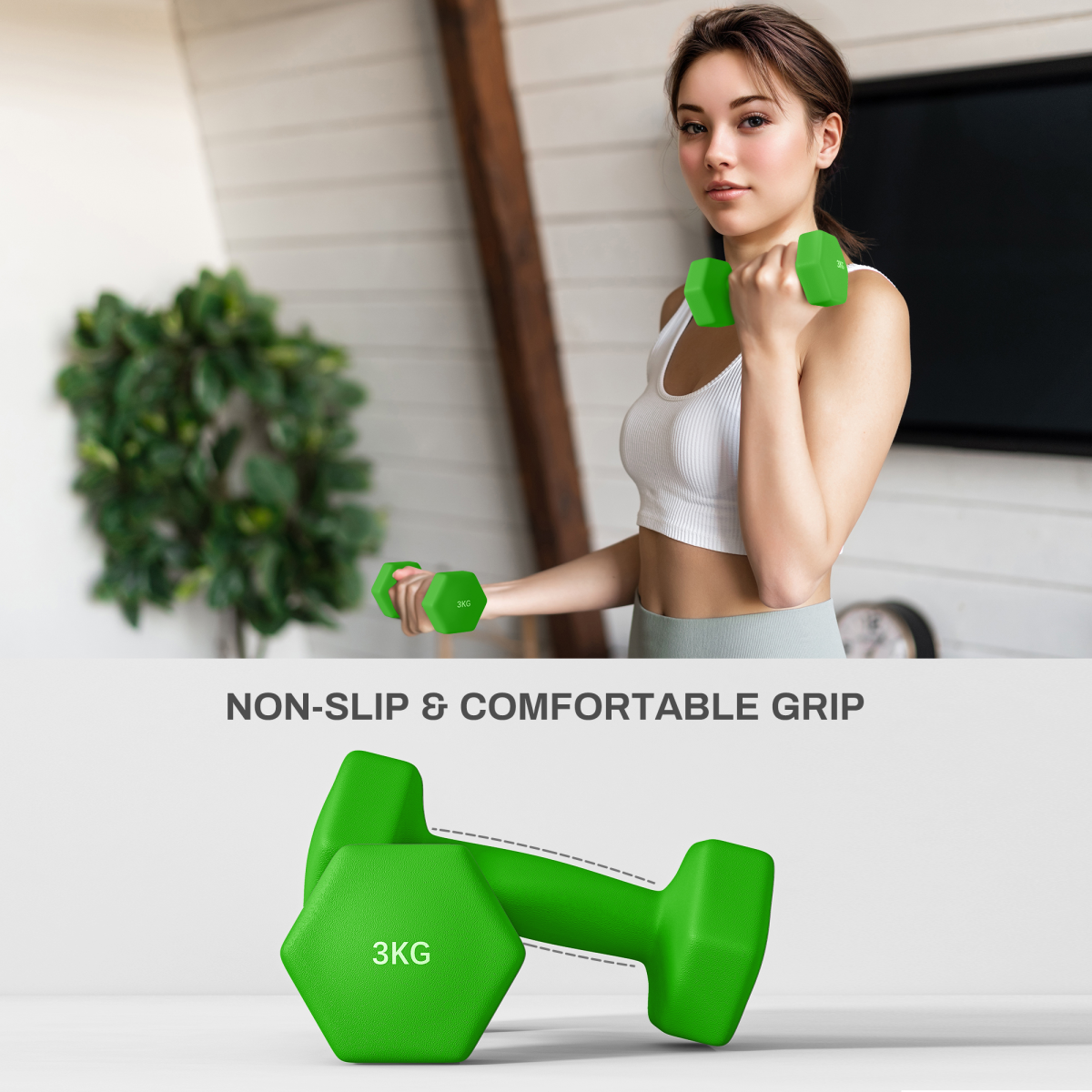 SPORTNOW Hex Dumbbell Set with Storage Rack, 12kg Total (2 x 1kg, 2 x 2kg, 2 x 3kg) – Home Gym Hand Weights