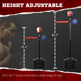 SPORTNOW Freestanding Speed Bag with Reflex Bar & Punch Pad, Height Adjustable 163–205cm – Boxing Trainer