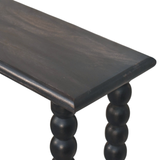 Artisan Furniture Solid Mango Wood Spindle Linear Console with Turned Legs – Hallway Console Table, Black