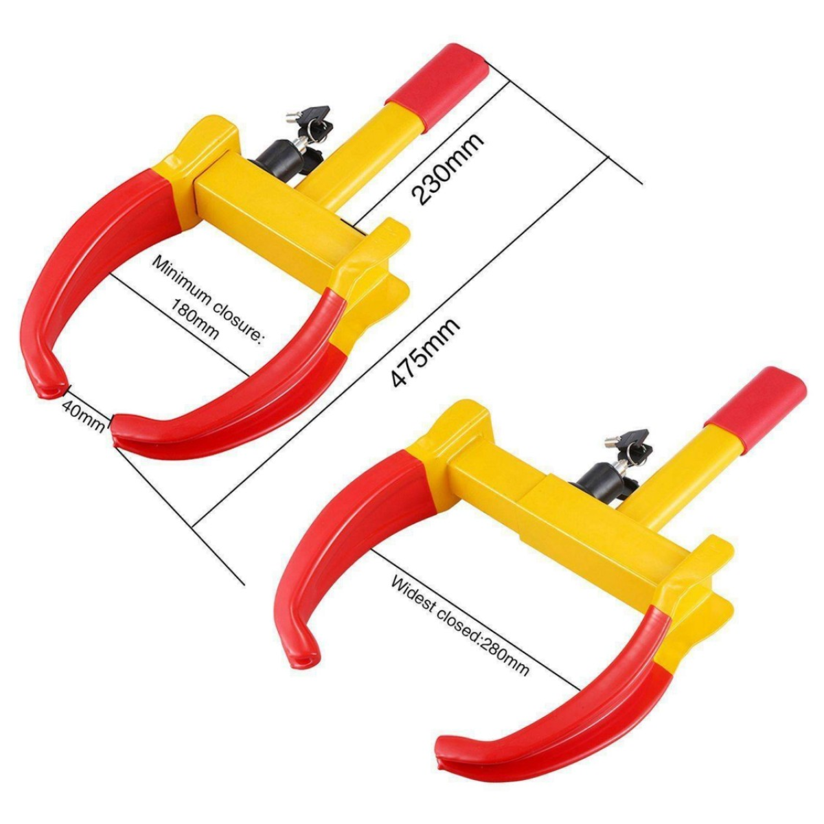 Heavy Duty Wheel Clamp Lock for Caravans, Trailers, Cars and Vans, Adjustable with 2 Keys