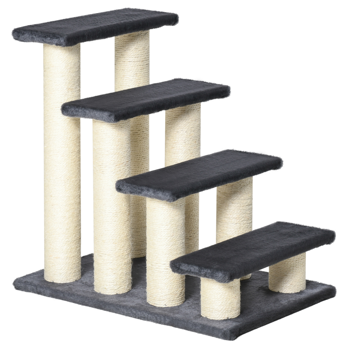 Plush Cat Tree with Sisal Scratching Posts and Multi-Level Platforms, Grey – Cat and Small Pet Climbing Steps