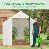 Outsunny 2 x 3m Tunnel Greenhouse with UV PE Cover, Wide Roll-Up Door & Windows – Steel Frame, White