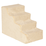 Four-Step Pet Stairs with Soft Flannel Removable Cover – Pet Steps for Cats and Small Pets, Beige