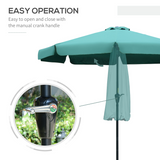 Outsunny 2.66m Scalloped Garden Patio Umbrella with Crank Handle & Push-Button Tilt – 4–6 Seater, Green