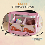 Kids Art Easel with 2-in-1 Blackboard & Whiteboard and Storage Boxes – Children's Drawing Board, Pink