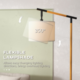 HOMCOM Floor Lamp with 350° Rotating Lampshade, Footswitch and LED Bulb Included – Metal Frame, Brown