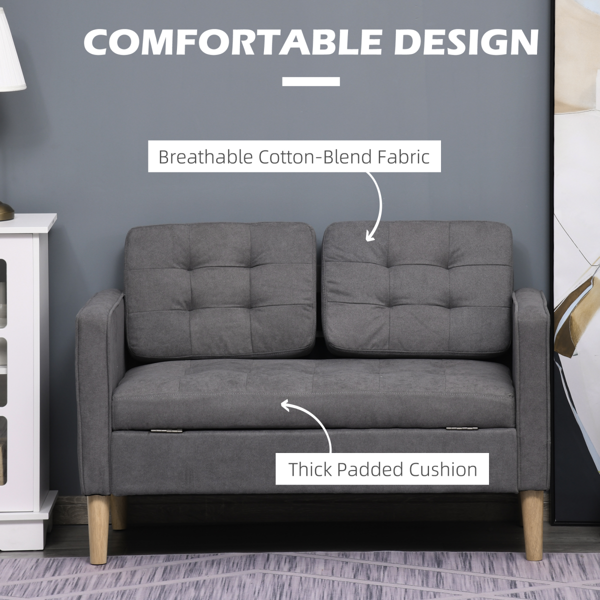HOMCOM Grey Loveseat Sofa in living room setting