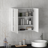 Wall-Mounted Bathroom Mirror Cabinet with Soft-Close Doors & Adjustable Shelf – 60 x 60cm, White
