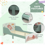 ZONEKIZ Animal Design Toddler Bed Frame with Raised Side Panels – Green, Ages 3-6