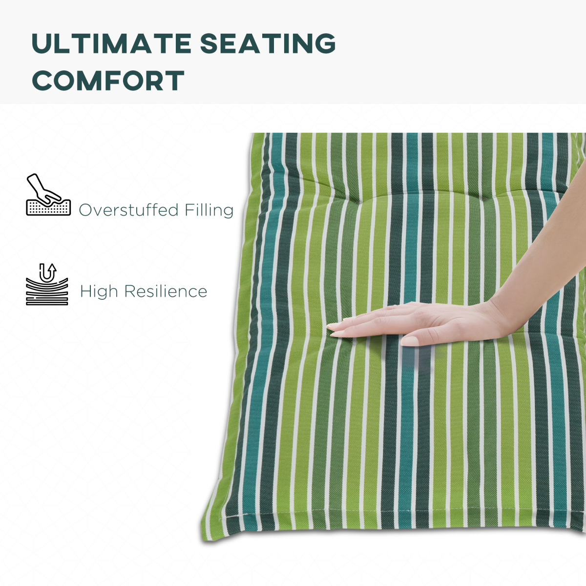 2 Piece Striped Patio Bench Swing Chair Cushion Set, 120 x 50cm – Double Seat Garden Cushions, Green