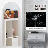 HOMCOM Full Length Curved Floor Mirror 150 x 50cm with Shatter-Proof Film – Wall Mount or Freestanding, Gold