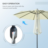 Outsunny 3m Patio Parasol with Tilt & Crank, 8 Ribs & Powder-Coated Steel Pole – Garden Sun Shade, Beige