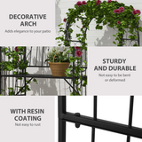 Outsunny Metal Garden Arbour Bench with High Arch for Climbing Plants – Outdoor Trellis Seat, Antique Black