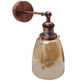 LEDSone Adjustable Amber Glass Wall Light with Copper-Plated Base – Modern Bell Wall Sconce, E27