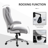 Vinsetto High Back Executive Office Chair with Headrest, Rocking Function & PU Leather – Grey